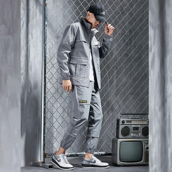 men's tracksuits street clothing casual autumn winter jacket sports zipper sweatshirts set windproof waterproof 2pieces, Gray
men's tracksuits street clothing casual autumn winter jacket sports zipper sweatshirts set windproof waterproof 2pieces, Gray