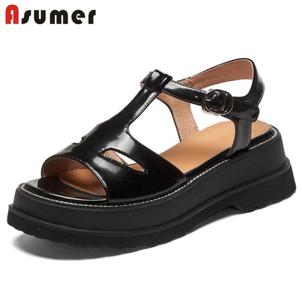 sandals asumer big size 42 flat platform women genuine leather shoes hollow out buckle comfortable casual punk ladies, Black
sandals asumer big size 42 flat platform women genuine leather shoes hollow out buckle comfortable casual punk ladies, Black