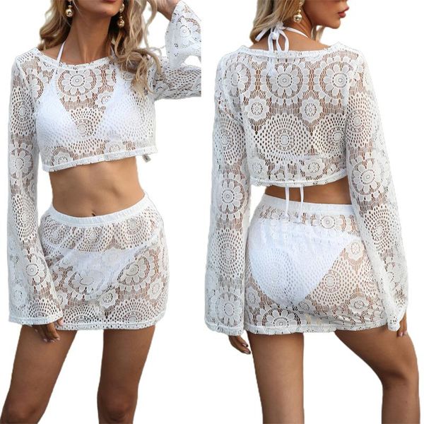 fashion women's beach cover up sets, hollow out crochet floral crop and skirt bikini bathing suit ups swimwear, White;black
fashion women's beach cover up sets, hollow out crochet floral crop and skirt bikini bathing suit ups swimwear, White;black