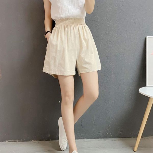 women's shorts summer korean style high waisted running fashionable casual cotton loose elastic waistband, White;black
women's shorts summer korean style high waisted running fashionable casual cotton loose elastic waistband, White;black