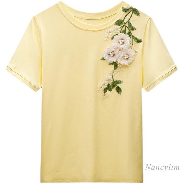 handmade embroidery flower cropped t shirt women round collar yellow t-shirts female 2021 summer short sleeve nancylim women's t-shirt, White
handmade embroidery flower cropped t shirt women round collar yellow t-shirts female 2021 summer short sleeve nancylim women's t-shirt, White