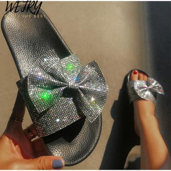 women's glitter slippers woman bling bowtie slides ladies casual female beach shoes women flat crystal flip flops, Black
women's glitter slippers woman bling bowtie slides ladies casual female beach shoes women flat crystal flip flops, Black