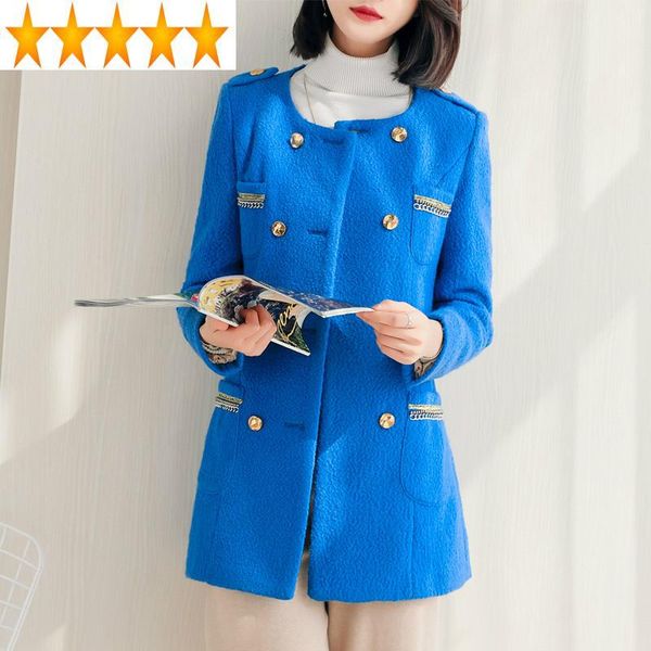 women's wool & blends female 2021 coat long jacket blue elegant coats and jackets women autumn winter overcoat casaco feminino 521 kj23, Black
women's wool & blends female 2021 coat long jacket blue elegant coats and jackets women autumn winter overcoat casaco feminino 521 kj23, Black