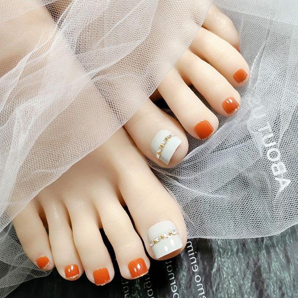 false nails fake feet orange gold trim decorative toe nail stickers finished acrylic products 24 pieces with glue wd, Red;gold
false nails fake feet orange gold trim decorative toe nail stickers finished acrylic products 24 pieces with glue wd, Red;gold