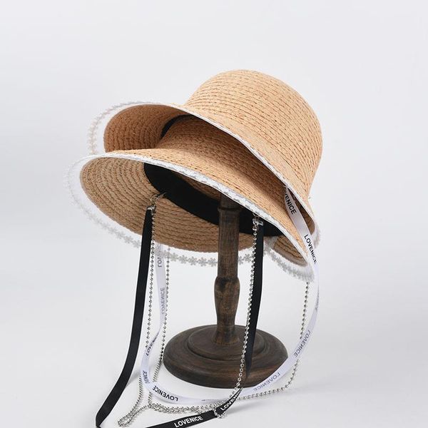 summer natural raffia straw sun hat women sweet lace edge wide brim beach chain decorated sunshade cap handmade chapeu hats, Blue;gray
summer natural raffia straw sun hat women sweet lace edge wide brim beach chain decorated sunshade cap handmade chapeu hats, Blue;gray