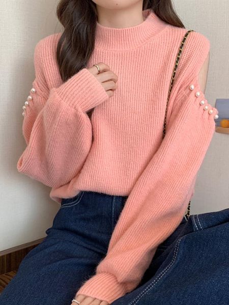 women's sweaters tigena fashionable off shoulder sweater women 2021 fall winter korean cute solid pearls knitted pullover female jumper, White;black
women's sweaters tigena fashionable off shoulder sweater women 2021 fall winter korean cute solid pearls knitted pullover female jumper, White;black