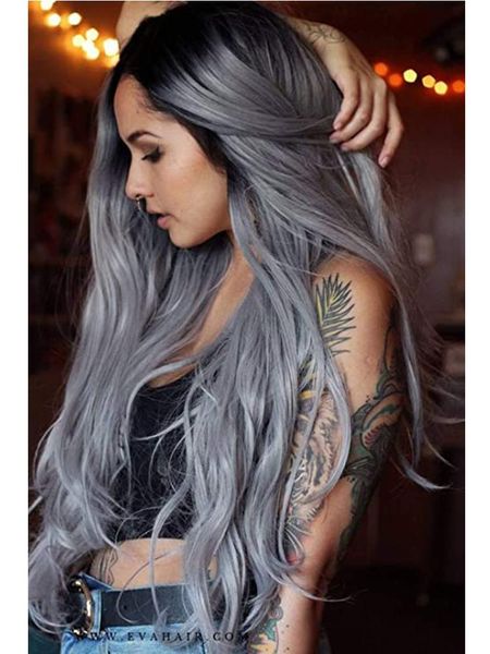 synthetic wigs wholesale lace front wig grey ombre black roots to long straight wave for women cosplay
synthetic wigs wholesale lace front wig grey ombre black roots to long straight wave for women cosplay