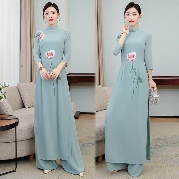 ethnic clothing 2021 women flower printing aodai vietnam cheongsam set chinese traditional dress pants, Red
ethnic clothing 2021 women flower printing aodai vietnam cheongsam set chinese traditional dress pants, Red