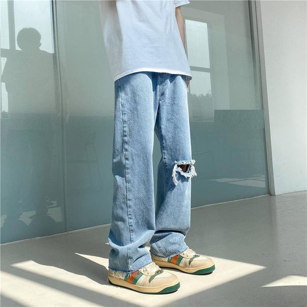 men's jeans fashion hole loose straight 2021 autumn woman casual mans streetwear korean black hip hop trouser, Blue
men's jeans fashion hole loose straight 2021 autumn woman casual mans streetwear korean black hip hop trouser, Blue