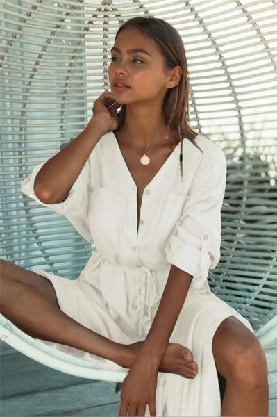 women's swimwear autumn beach tunic with sashes pockets roll long sleeve women boho holiday slim pareos 6r3s, White;black
women's swimwear autumn beach tunic with sashes pockets roll long sleeve women boho holiday slim pareos 6r3s, White;black