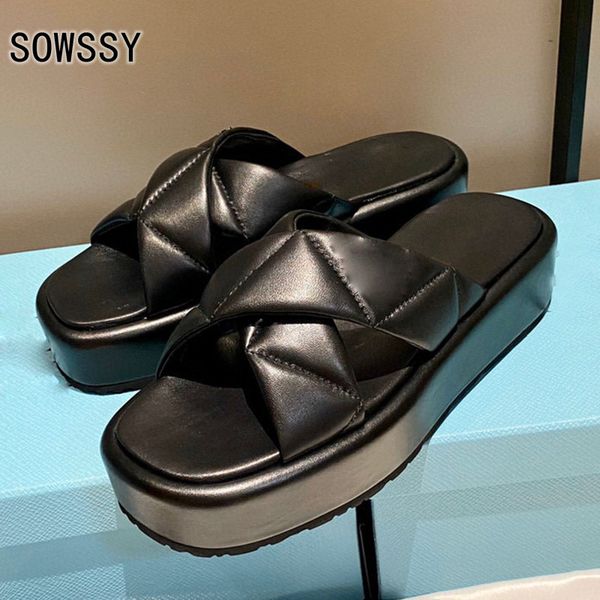 80% off store online summer thick bottom women's slippers genuine leather cross strap design branded sandals concise style beach platfo, Black
80% off store online summer thick bottom women's slippers genuine leather cross strap design branded sandals concise style beach platfo, Black