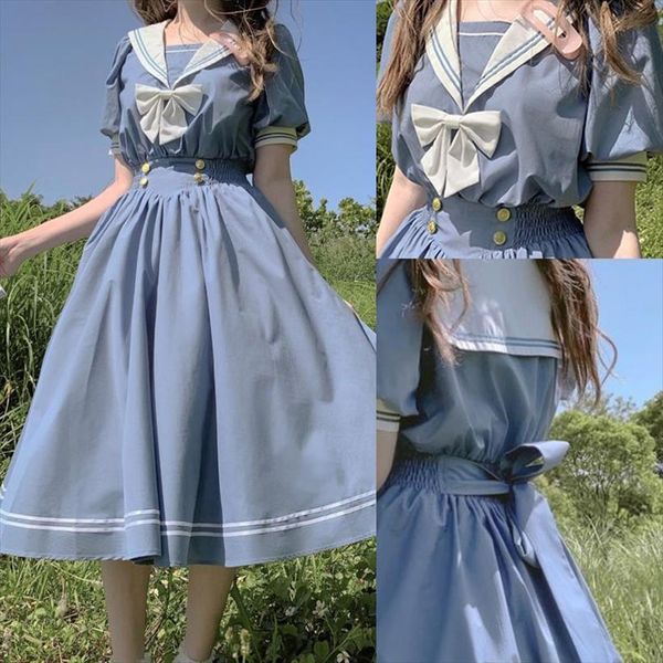 harajuku sailor collar navy japanese women dresses lolita sweet bow knot girl retro cotton kawaii preppy style short sleeve, Black;gray
harajuku sailor collar navy japanese women dresses lolita sweet bow knot girl retro cotton kawaii preppy style short sleeve, Black;gray