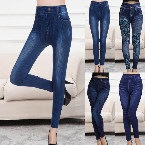 faux jeans women leggings stretchy fitness casual flral print legging female long slim pants trousers 2021 women's, Black
faux jeans women leggings stretchy fitness casual flral print legging female long slim pants trousers 2021 women's, Black