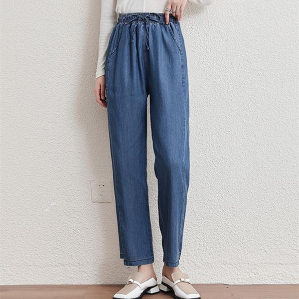 women's jeans pant women 2021 autumn ladies high waist solid ice silk loose fashion slim casual straight thin pants, Blue
women's jeans pant women 2021 autumn ladies high waist solid ice silk loose fashion slim casual straight thin pants, Blue