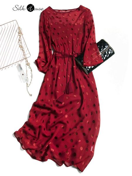 mulberry silk (with hanging petticoat) huachun wine red dot printed dress casual dresses, Black;gray
mulberry silk (with hanging petticoat) huachun wine red dot printed dress casual dresses, Black;gray