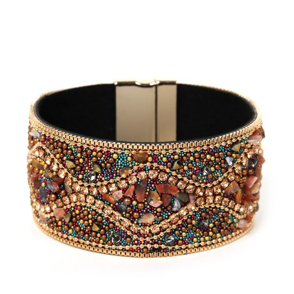 bohemian style handmade bracelet natural stone beads bracelets for women personalized rhinestones leather magnetic buckle bracelet, Golden;silver
bohemian style handmade bracelet natural stone beads bracelets for women personalized rhinestones leather magnetic buckle bracelet, Golden;silver