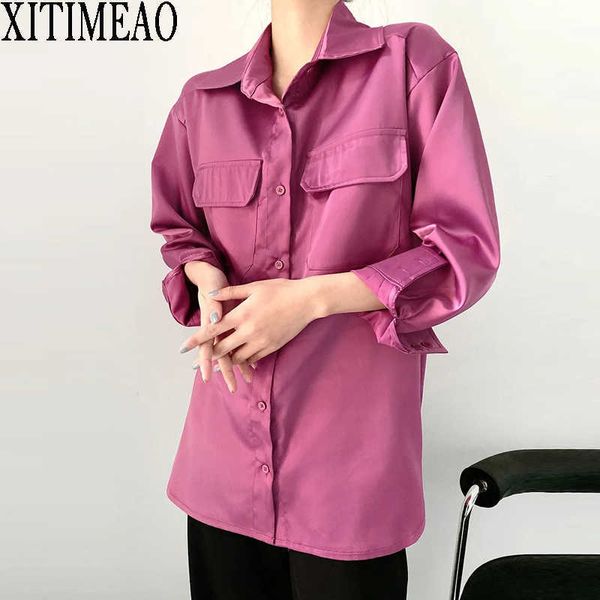 xitimeao spring autumn women korean simple style loose long sleeve shirt casual solid color chic 210604, White
xitimeao spring autumn women korean simple style loose long sleeve shirt casual solid color chic 210604, White