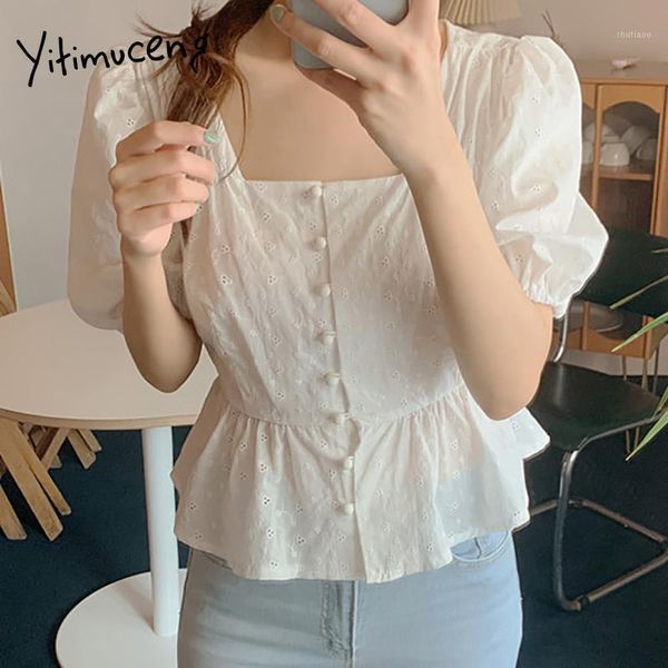 women's blouses & shirts yitimuceng white blouse women ruffles bandage button up shirt korean fashion short puff sleeve square collar
women's blouses & shirts yitimuceng white blouse women ruffles bandage button up shirt korean fashion short puff sleeve square collar