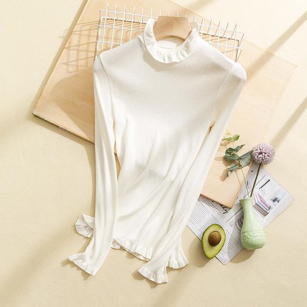 women's sweaters silk heating thermal underwear ruffles neck winter slim long sleeve seamless sweater for women all match stretch botto, White;black
women's sweaters silk heating thermal underwear ruffles neck winter slim long sleeve seamless sweater for women all match stretch botto, White;black