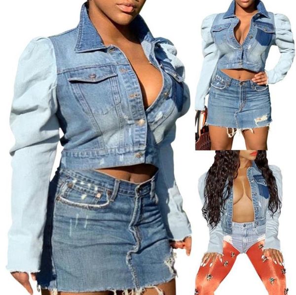 women's jackets 2021 autumn winter solid street women denim coat puff sleeve sashes slim short coats vintage bc274, Black;brown
women's jackets 2021 autumn winter solid street women denim coat puff sleeve sashes slim short coats vintage bc274, Black;brown