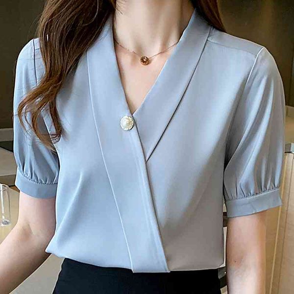 women blouses femme summer women short sleeve blouse women blusas mujer de moda v-neck blue chiffon blouse shirt e687 210602, White
women blouses femme summer women short sleeve blouse women blusas mujer de moda v-neck blue chiffon blouse shirt e687 210602, White