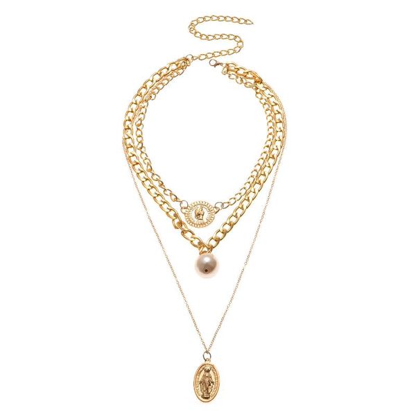 pendant necklaces states jewelry queen heavy metal texture image female ms pearl necklace sautoir sweater chain, Silver 
pendant necklaces states jewelry queen heavy metal texture image female ms pearl necklace sautoir sweater chain, Silver