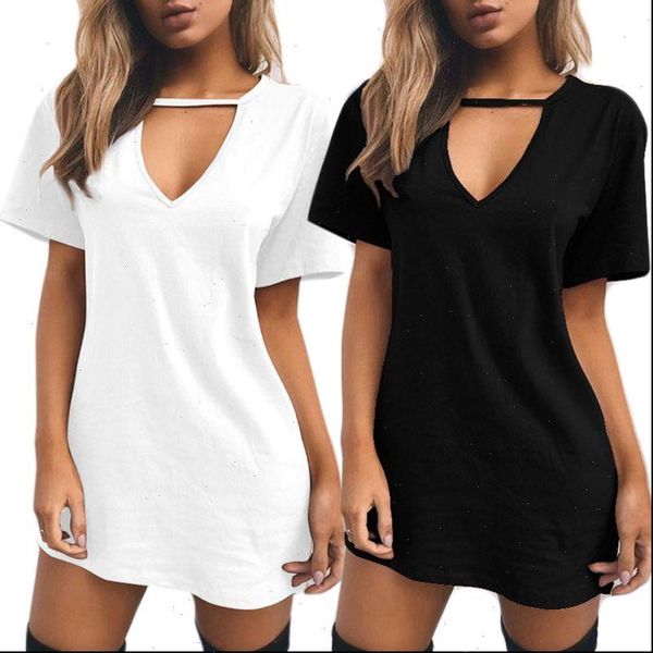 womens women short sleeve triangle hollow halter t shirt dress solid color deep v neck mini long tunic, White
womens women short sleeve triangle hollow halter t shirt dress solid color deep v neck mini long tunic, White