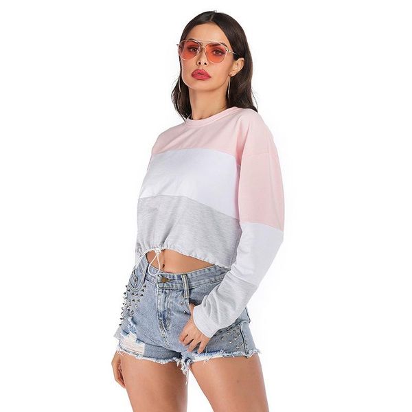 women's hoodies & sweatshirts women round neck contrast color stitching strappy long sleeve casual pullover sweatshirt for spring, Black
women's hoodies & sweatshirts women round neck contrast color stitching strappy long sleeve casual pullover sweatshirt for spring, Black
