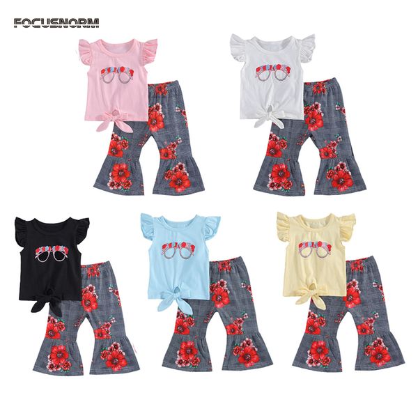 0-5y summer kids baby girls clothes sets flowers print short sleeve t shirts +flare long pants 5 colors, White
0-5y summer kids baby girls clothes sets flowers print short sleeve t shirts +flare long pants 5 colors, White