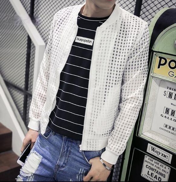 men casual jackets coats fashion male sun protection clothing summer solid plaid thin bomber jacket men's, Black;brown
men casual jackets coats fashion male sun protection clothing summer solid plaid thin bomber jacket men's, Black;brown