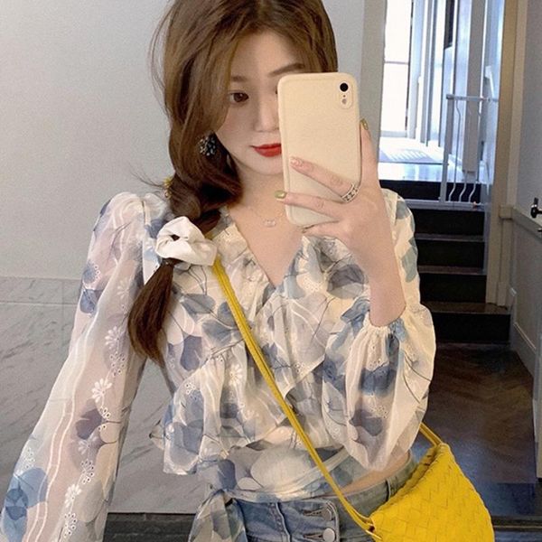 women's blouses & shirts leaf sweet lotus chiffon shirt spring 2021 noble foreign style small broken flower v-neck transparent yarn top, White
women's blouses & shirts leaf sweet lotus chiffon shirt spring 2021 noble foreign style small broken flower v-neck transparent yarn top, White