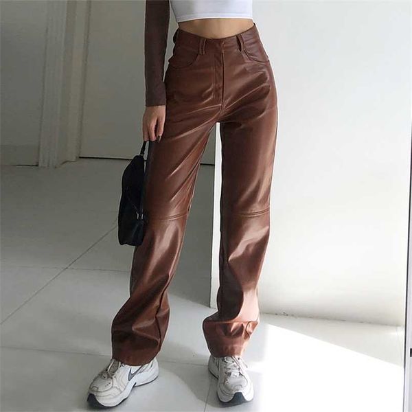 high waisted pu leather pants women jogger casual fashion side pockets straight wide leg pants loose vintage brown trousers 211105, Black;white
high waisted pu leather pants women jogger casual fashion side pockets straight wide leg pants loose vintage brown trousers 211105, Black;white