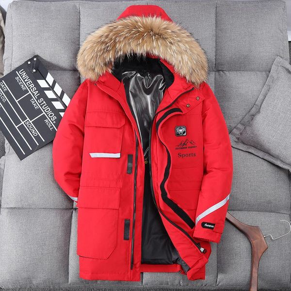 men's down & parkas male white duck jacket men's medium and long thickened warm outdoor wool collar cold, Black
men's down & parkas male white duck jacket men's medium and long thickened warm outdoor wool collar cold, Black
