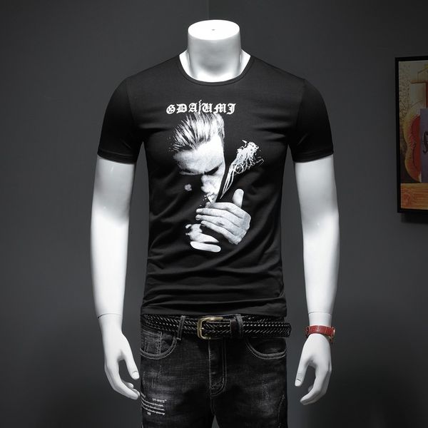 t shirt men's short sleeve fashion brand personalized printing half youth pure cotton handsome clothes, White;black
t shirt men's short sleeve fashion brand personalized printing half youth pure cotton handsome clothes, White;black