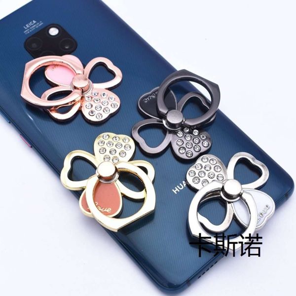 new diamond inlaid clover metal buckle adhesive universal mobile phone ring bracket, Black
new diamond inlaid clover metal buckle adhesive universal mobile phone ring bracket, Black