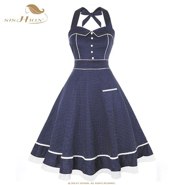 casual dresses sishion 2021 halter women polka dot dress vd1538 blue cotton a line swing 60s pin up retro vintage with pocket, Black;gray
casual dresses sishion 2021 halter women polka dot dress vd1538 blue cotton a line swing 60s pin up retro vintage with pocket, Black;gray