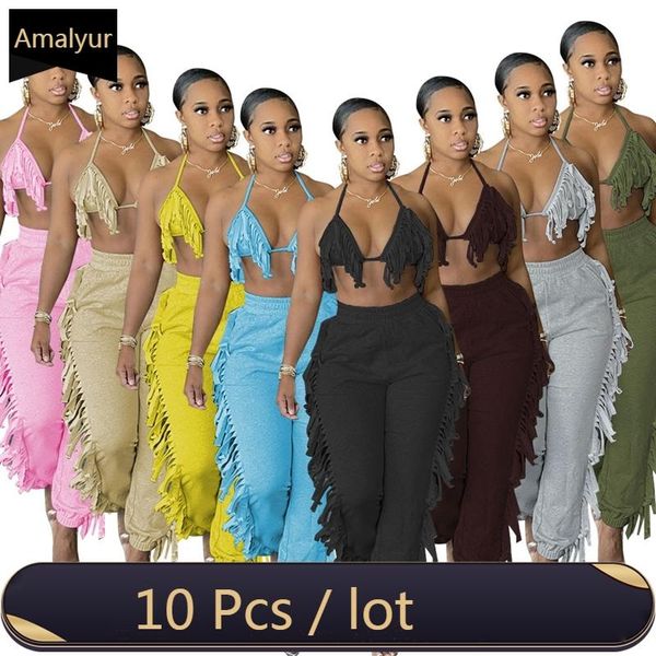 women's tracksuits bulk items wholesale lots summer vacation outfits for women tassels halter and pants set backless bandage bodycon co, Gray
women's tracksuits bulk items wholesale lots summer vacation outfits for women tassels halter and pants set backless bandage bodycon co, Gray