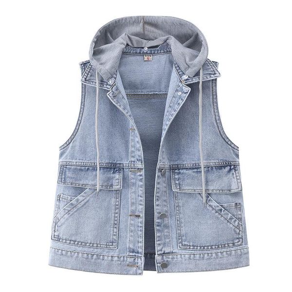 women's vests spring autumn vest versatile denim jackets hooded fashion patchwork streetwear korean style loose female sleeveless coat, Black;white
women's vests spring autumn vest versatile denim jackets hooded fashion patchwork streetwear korean style loose female sleeveless coat, Black;white