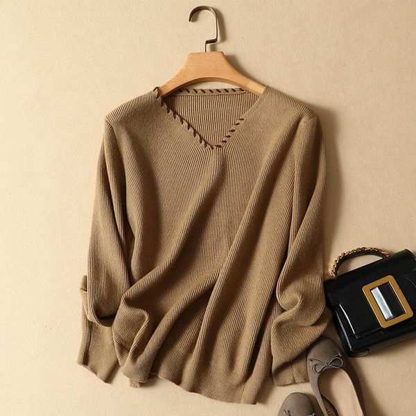 women's sweaters 2021 v-neck solid knitted women and pullovers slim elegant lady fashion outwear, White;black
women's sweaters 2021 v-neck solid knitted women and pullovers slim elegant lady fashion outwear, White;black