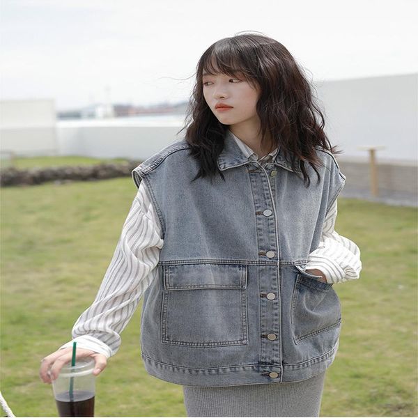 women's vests autumn sleeveless denim vest loose korean boyfriend style student workwear all-match jacket, Black;white
women's vests autumn sleeveless denim vest loose korean boyfriend style student workwear all-match jacket, Black;white