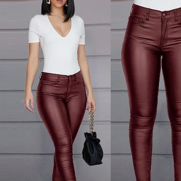 women capris black wine wet large size high waisted buttoned coated pants casual stretch trousers slim shiny pu leather, Black;white
women capris black wine wet large size high waisted buttoned coated pants casual stretch trousers slim shiny pu leather, Black;white