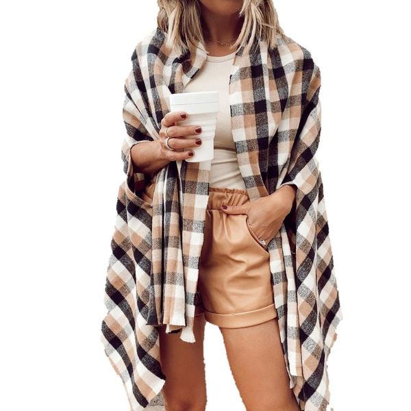 women's trench coats autumn long casual style fabric material 2021 comfortable cloak shawl lattice loose coat, Tan;black
women's trench coats autumn long casual style fabric material 2021 comfortable cloak shawl lattice loose coat, Tan;black