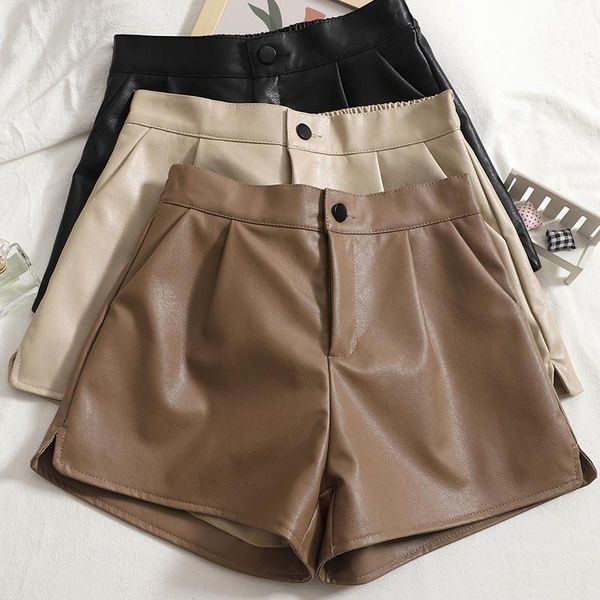 women's shorts 2021 autumn and winter high waist balck pu leather women split straight solid color wide leg boot elegant, White;black
women's shorts 2021 autumn and winter high waist balck pu leather women split straight solid color wide leg boot elegant, White;black