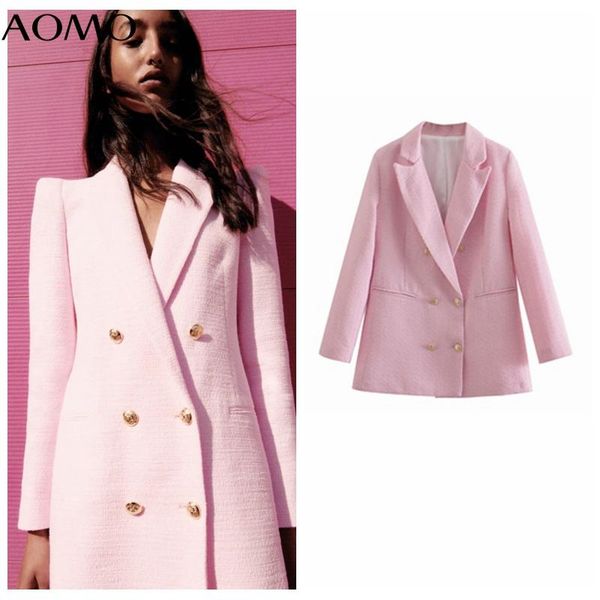 women's suits & blazers aomo women 2021 fashion pink tweed long blazer coat vintage double breasted sleeve female outerwear chic qd85a, White;black
women's suits & blazers aomo women 2021 fashion pink tweed long blazer coat vintage double breasted sleeve female outerwear chic qd85a, White;black