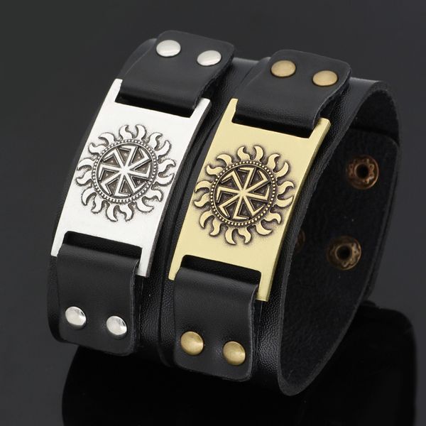 jewelry slavic viking pirate sun this round of men's bracelet metal domineering leather bracelet tide, Silver
jewelry slavic viking pirate sun this round of men's bracelet metal domineering leather bracelet tide, Silver