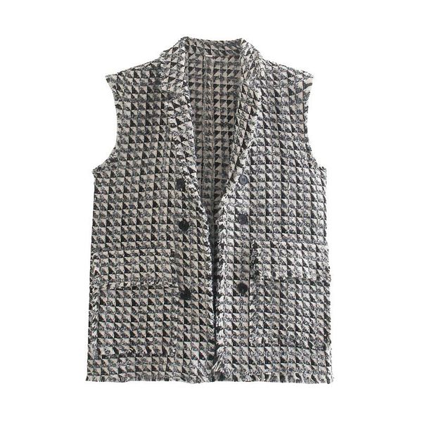 women's vests women 2021 fashion with frayed trim tweed waistcoat vintage sleeveless pockets female chic, Black;white
women's vests women 2021 fashion with frayed trim tweed waistcoat vintage sleeveless pockets female chic, Black;white