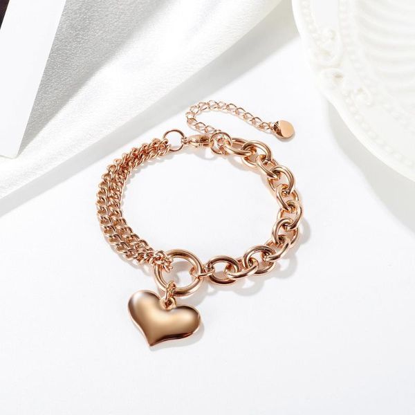 link, chain titanium bracelet on hand girlfriend birthday gift jewelry rose gold color stainless steel wrist bangles charm double type, Black
link, chain titanium bracelet on hand girlfriend birthday gift jewelry rose gold color stainless steel wrist bangles charm double type, Black