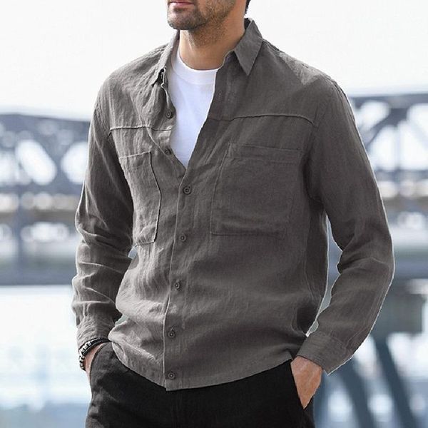 men's casual shirts solid color long-sleeved loose pocket decorative 2021 spring autumn lapel button personalized shirt, White;black
men's casual shirts solid color long-sleeved loose pocket decorative 2021 spring autumn lapel button personalized shirt, White;black