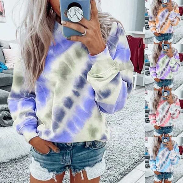 autumn women's loose round neck tie dye printed long sleeve shirt, White
autumn women's loose round neck tie dye printed long sleeve shirt, White