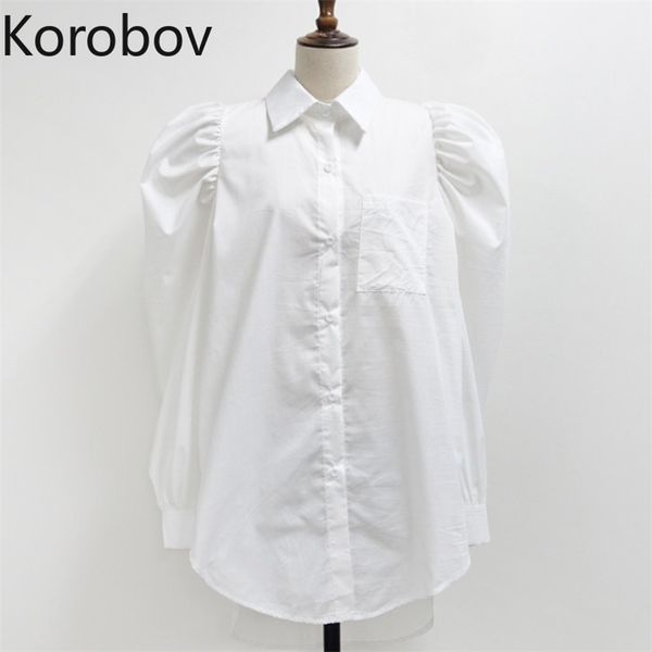 korobov turn down collar puff long sleeve single breast blouse women office lady solid blusas korean elegant shirts 210430, White
korobov turn down collar puff long sleeve single breast blouse women office lady solid blusas korean elegant shirts 210430, White